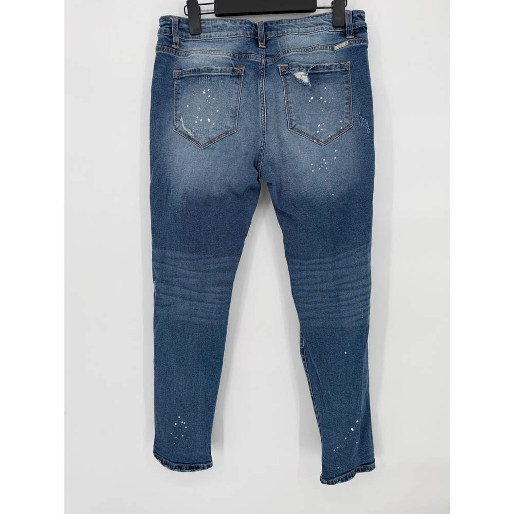 KanCan Jeans‎ Womens Distressed Blue Paint Splatter Skinny Leg Denim Size 11 29 - Picture 2 of 7
